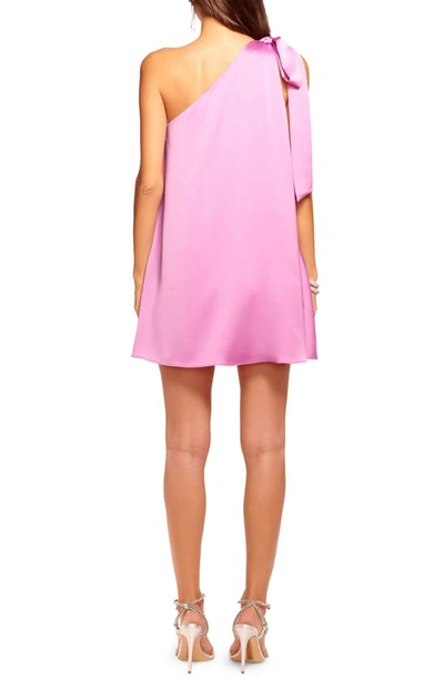 Shop Ramy Brook Harmoni One-shoulder Satin Minidress In Pink Orchid