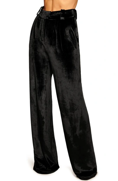 Shop Ramy Brook Marceline High Waist Velvet Pants In Black Velvet