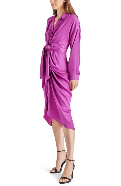 Shop Steve Madden Sula Long Sleeve Shirtdress In Magenta Purple