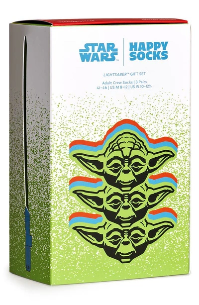 Shop Happy Socks X Star Wars Assorted 3-pack Lightsaber™ Socks Gift Box In Black