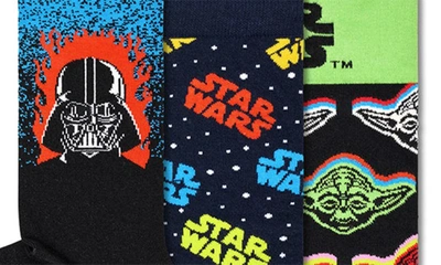 Shop Happy Socks X Star Wars Assorted 3-pack Lightsaber™ Socks Gift Box In Black