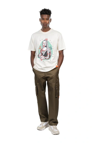 Shop D.rt Mona Lisa Cotton Graphic T-shirt In Cream