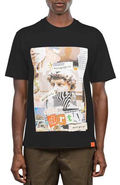 Shop D.rt Collage Cotton Graphic T-shirt In Black