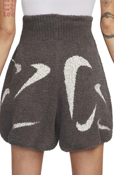 Shop Nike Sportswear Phoenix Cozy Bouclé Shorts In Medium Ash/ Light Ore Brown