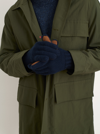 Alex Mill Cashmere Leather Palm Gloves In Navy