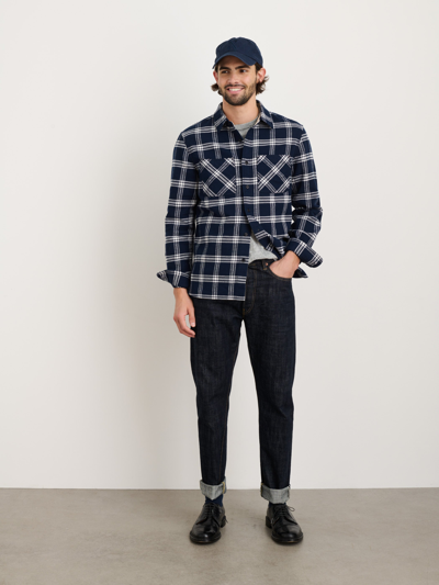 Shop Alex Mill Chore Shirt In Navy Plaid Flannel