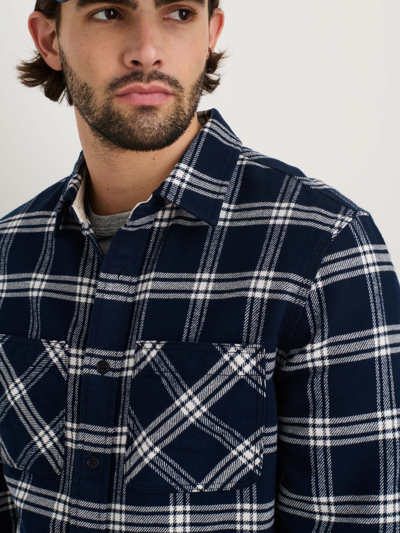 Shop Alex Mill Chore Shirt In Navy Plaid Flannel