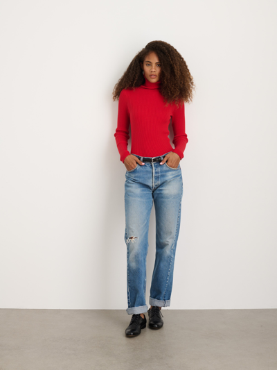 Shop Alex Mill Christy Ribbed Turtleneck In Red