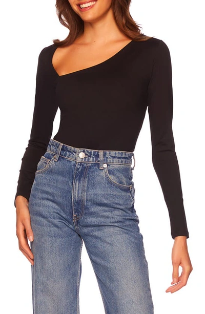 Susana Monaco Laurene Diagonal Neck Top In Black