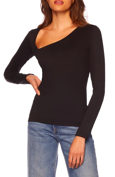 Susana Monaco Laurene Diagonal Neck Top In Black