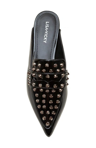 Shop Lisa Vicky Mojo Studded Pointed Toe Mule In Black Patent