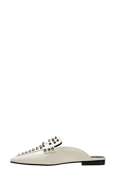 Shop Lisa Vicky Mojo Studded Pointed Toe Mule In Winter White Patent