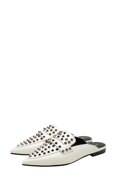 Shop Lisa Vicky Mojo Studded Pointed Toe Mule In Winter White Patent