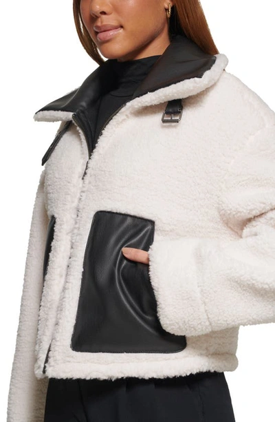 Shop Levi's Reversible Faux Shearling Jacket In Blk Cream