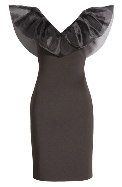 Shop Eliza J Organza Ruffle Cocktail Dress In Black