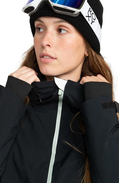 Shop Roxy Peakside Waterproof Hooded Snow Jacket In True Black