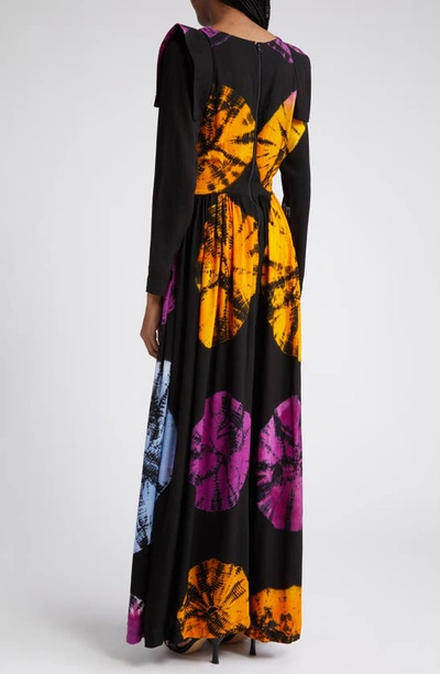 Shop Busayo Dola Print Long Sleeve Maxi Dress In Black Multi