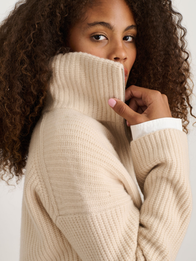 Shop Alex Mill Felix Zip Sweater In Merino Wool In Buttermilk
