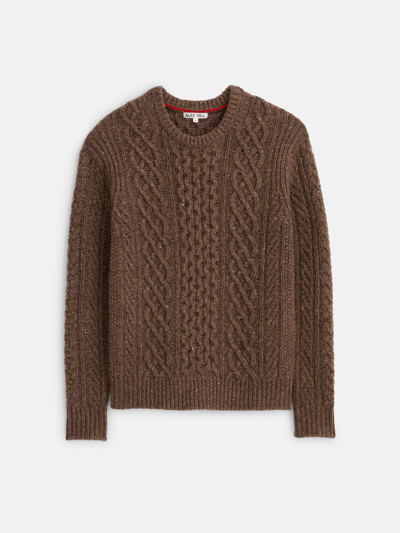 Shop Alex Mill Fisherman Cable Crewneck In Donegal Wool In Coffee