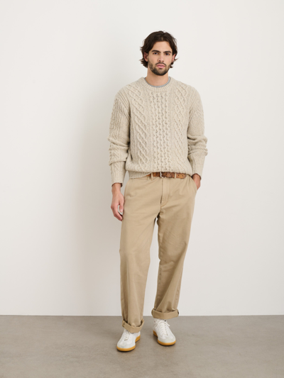 Alex Mill Fisherman Cable Crewneck In Donegal Wool In Oatmeal