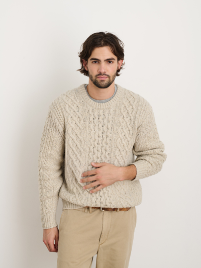 Alex Mill Fisherman Cable Crewneck In Donegal Wool In Oatmeal
