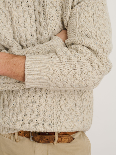 Alex Mill Fisherman Cable Crewneck In Donegal Wool In Oatmeal