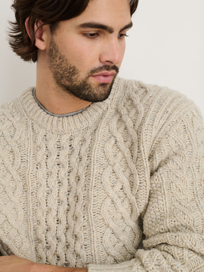 Alex Mill Fisherman Cable Crewneck In Donegal Wool In Oatmeal