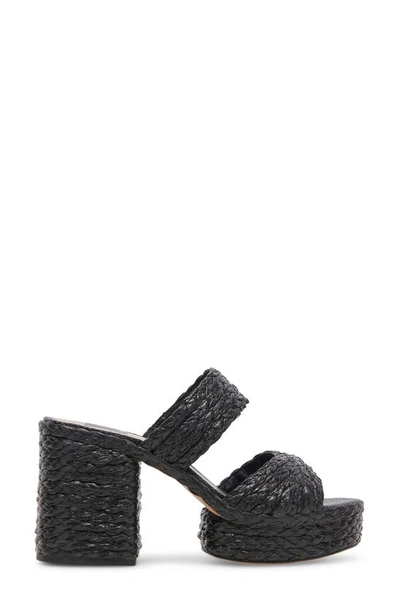 Shop Dolce Vita Latoya Raffia Platform Sandal In Black Raffia