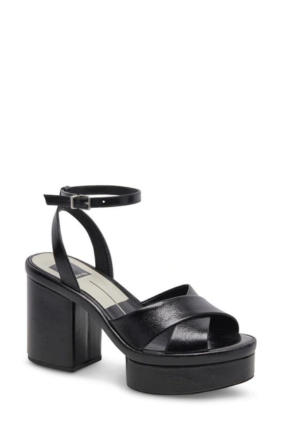 Shop Dolce Vita Laisha Ankle Strap Sandal In Midnight Crinkle Patent