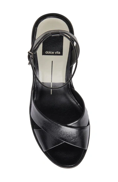 Shop Dolce Vita Laisha Ankle Strap Sandal In Midnight Crinkle Patent