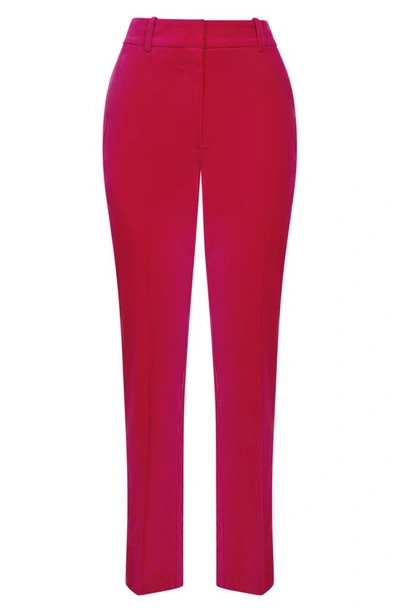 Shop Reiss Rosa High Waist Taper Leg Velvet Trousers In Pink