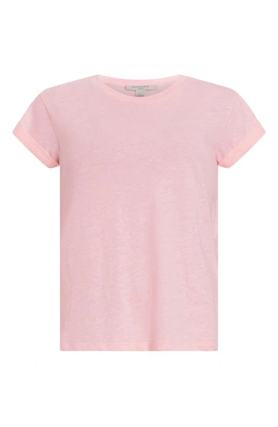 Shop Allsaints Anna Cuff Sleeve Cotton T-shirt In Frosted Pink