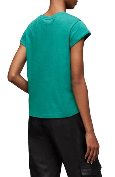 Shop Allsaints Anna Cuff Sleeve Cotton T-shirt In Ziggy Green