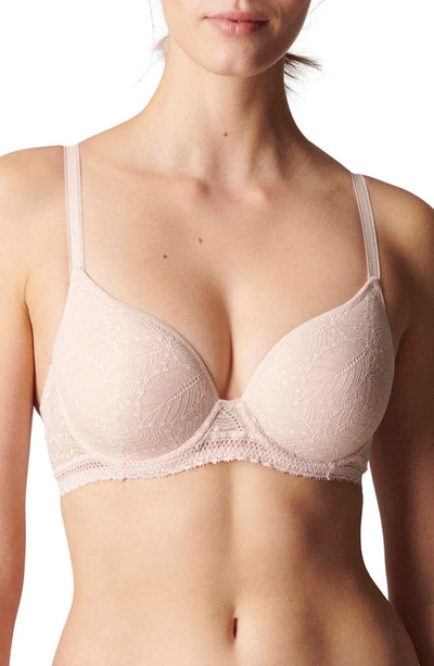 Shop Simone Perele Comete Underwire 3d Plunge Bra In Pinky Sand