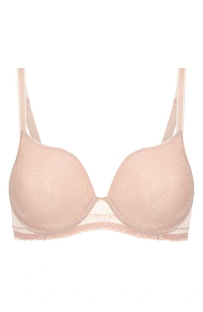 Shop Simone Perele Comete Underwire 3d Plunge Bra In Pinky Sand