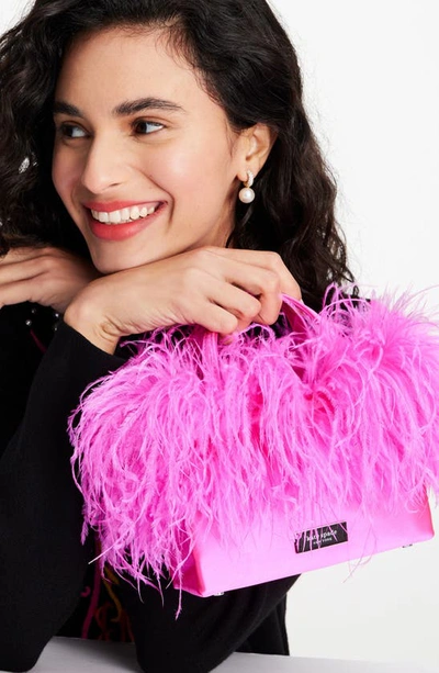 Kate Spade Small Sam Icon Feather Embellished Crossbody Bag In Vivid Snapdragon