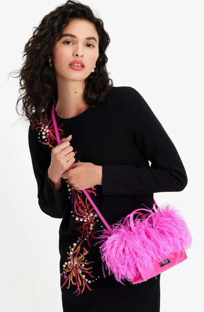 Kate Spade Small Sam Icon Feather Embellished Crossbody Bag In Vivid Snapdragon