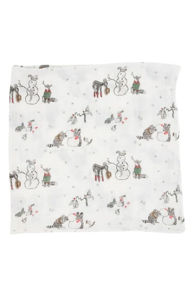 Little Unicorn Cotton Muslin Swaddle Blanket In Snow Day