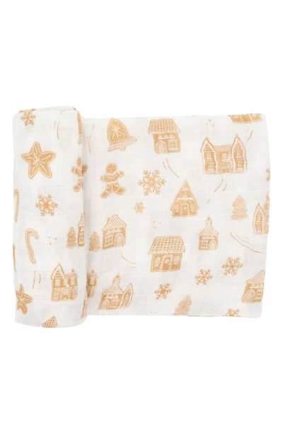 Little Unicorn Cotton Muslin Swaddle Blanket In Gingerbread Village