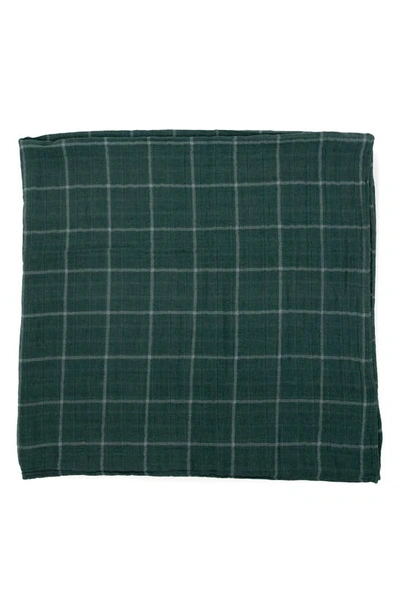 Little Unicorn Cotton Muslin Swaddle Blanket In Evergreen Plaid