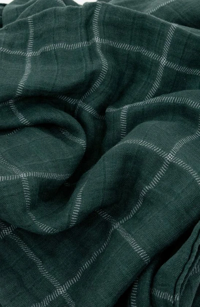 Little Unicorn Cotton Muslin Swaddle Blanket In Evergreen Plaid