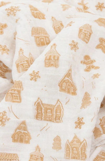 Little Unicorn Cotton Muslin Swaddle Blanket In Gingerbread Village