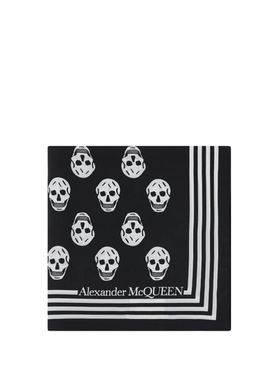 Shop Alexander Mcqueen Scarves In Black/ivory