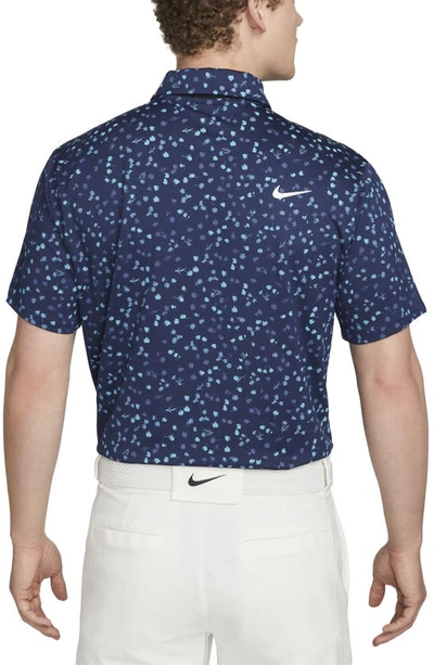 Shop Nike Dri-fit Tour Floral Performance Golf Polo In Midnight Navy/ White