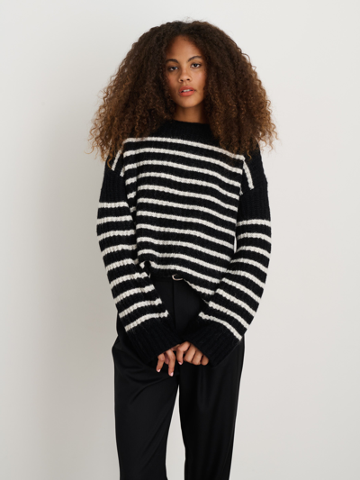 Shop Alex Mill Normandie Alpaca Stripe Sweater In Black/ivory