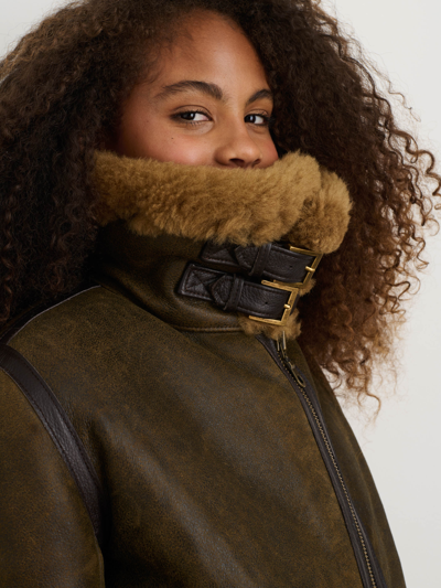 Alex Mill Owen Barry Amy Aviator Shearling Coat In Izl