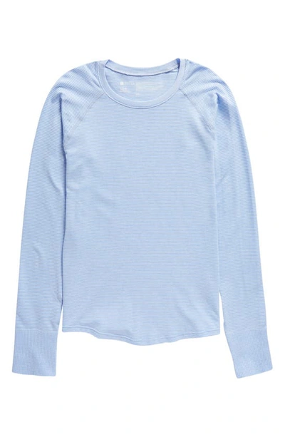 Shop Zella Girl Kids' Tranquil Seamless Long Sleeve Top In Blue Cornflower