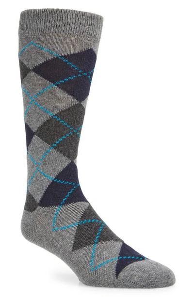 Shop Nordstrom Cash Argyle Dress Socks In Medium Grey