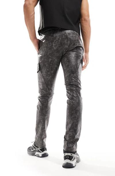 Shop Asos Design Moto Faux Leather Skinny Pants In Grey