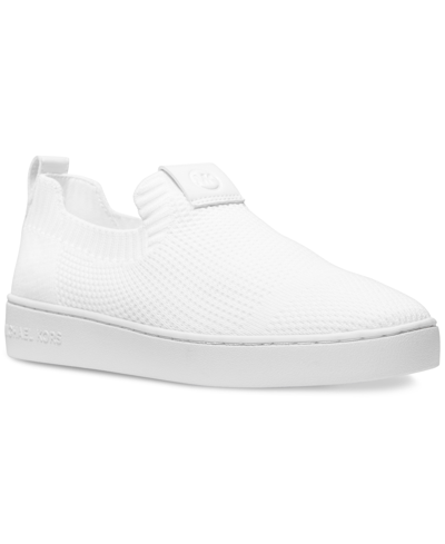 Shop Michael Kors Michael  Women's Juno Knit Slip-on Sneakers In Optic White